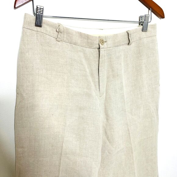 Gap Linen Khaki Wide Cropped Capri Pants Lightweight Breathable Sz 6 - Picture 3 of 6